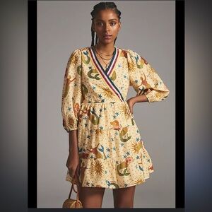 Farm x Anthropologie Mermaid Print Wrap Mini Dress